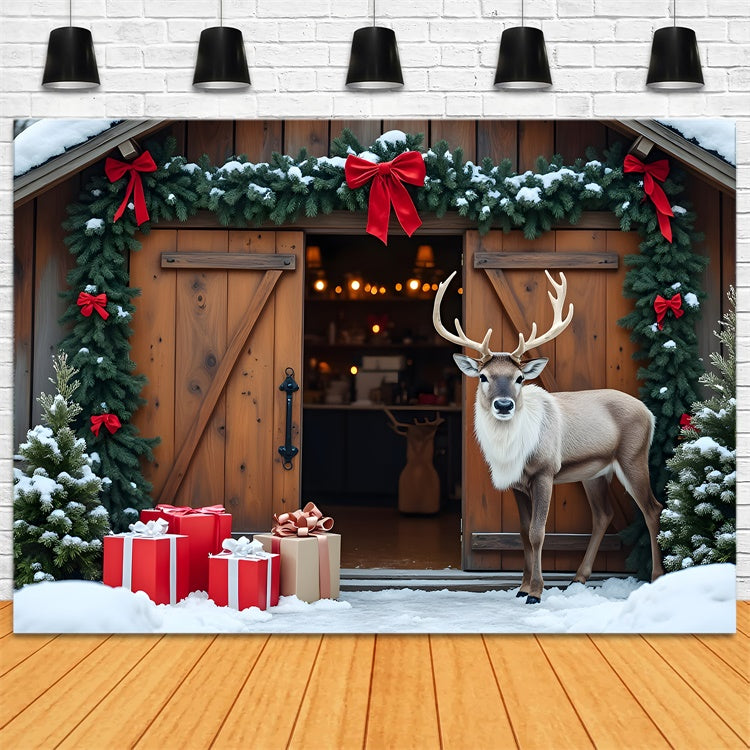 Christmas Tree Farm Backdrop Reindeer Decor Backdrop UK By Magali