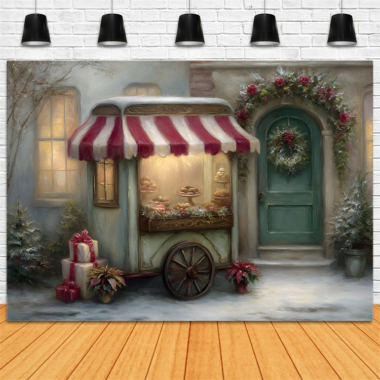 Xmas Backdrops Wagon Bakery Window Backdrop UK By Magali