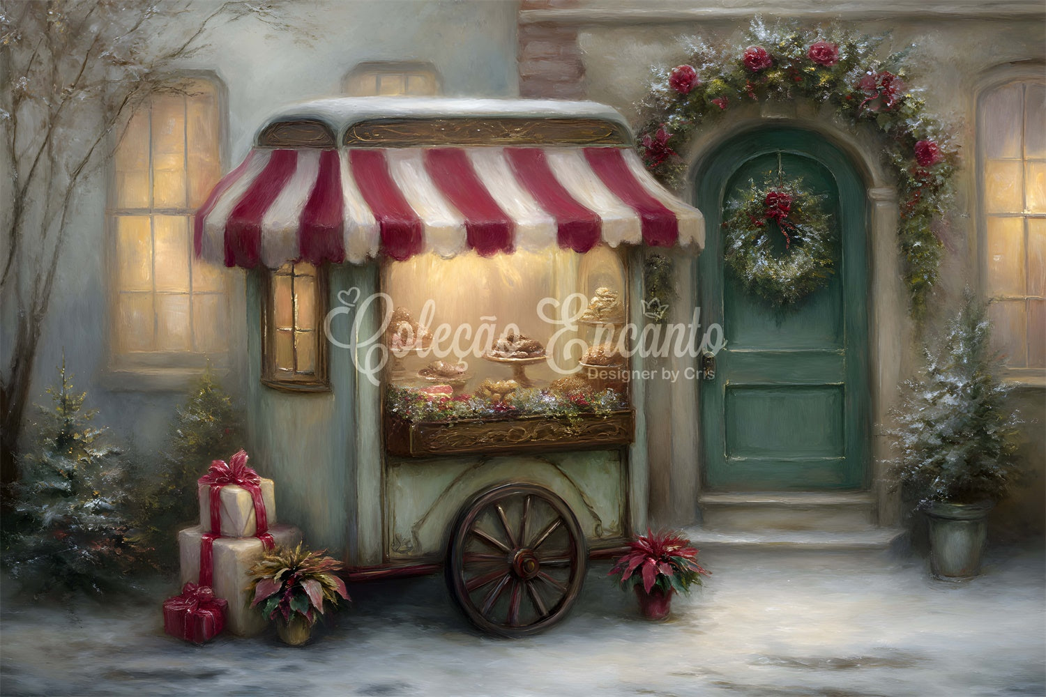Xmas Backdrops Wagon Bakery Window Backdrop UK By Magali