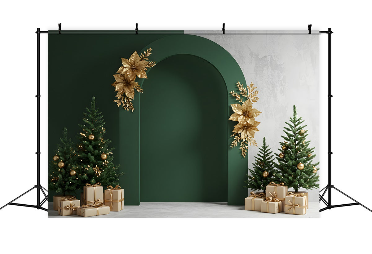 Professional Christmas Backdrops Gold Decor Green Arch Backdrop UK By Magali