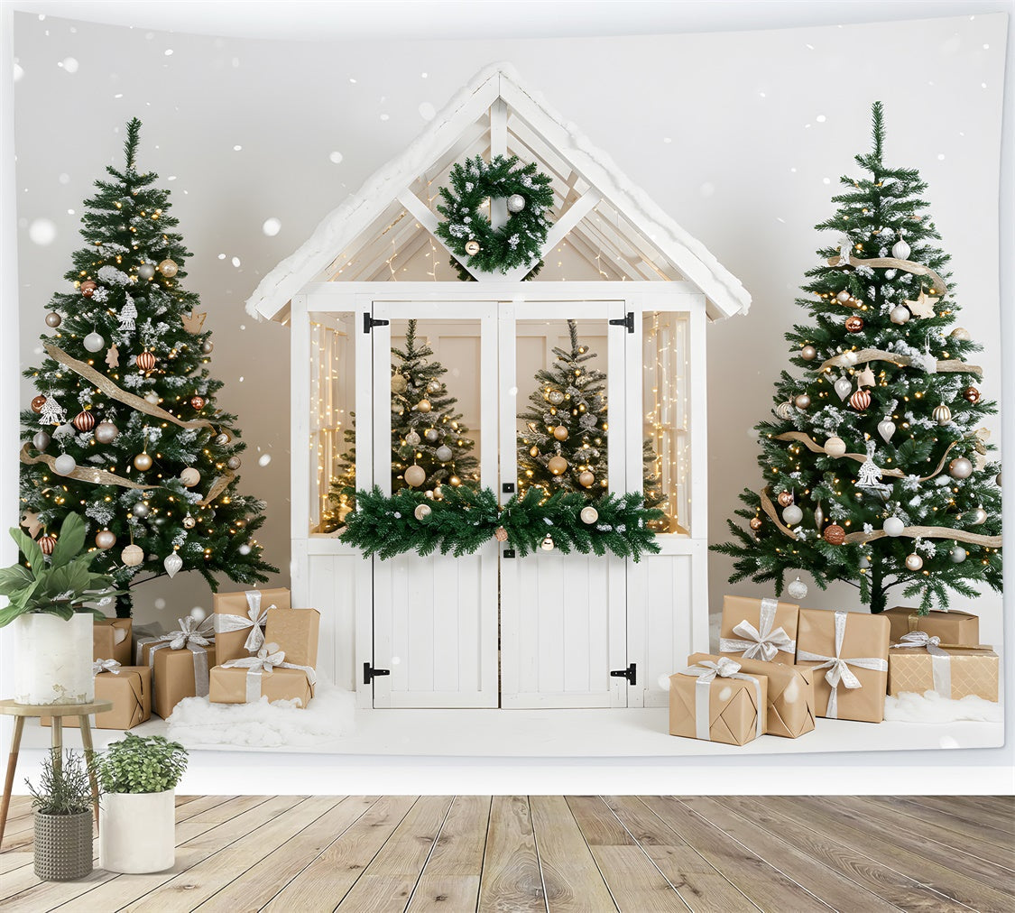 Christmas Backdrops Sale Chic White Winter Cottage Backdrop UK By Magali