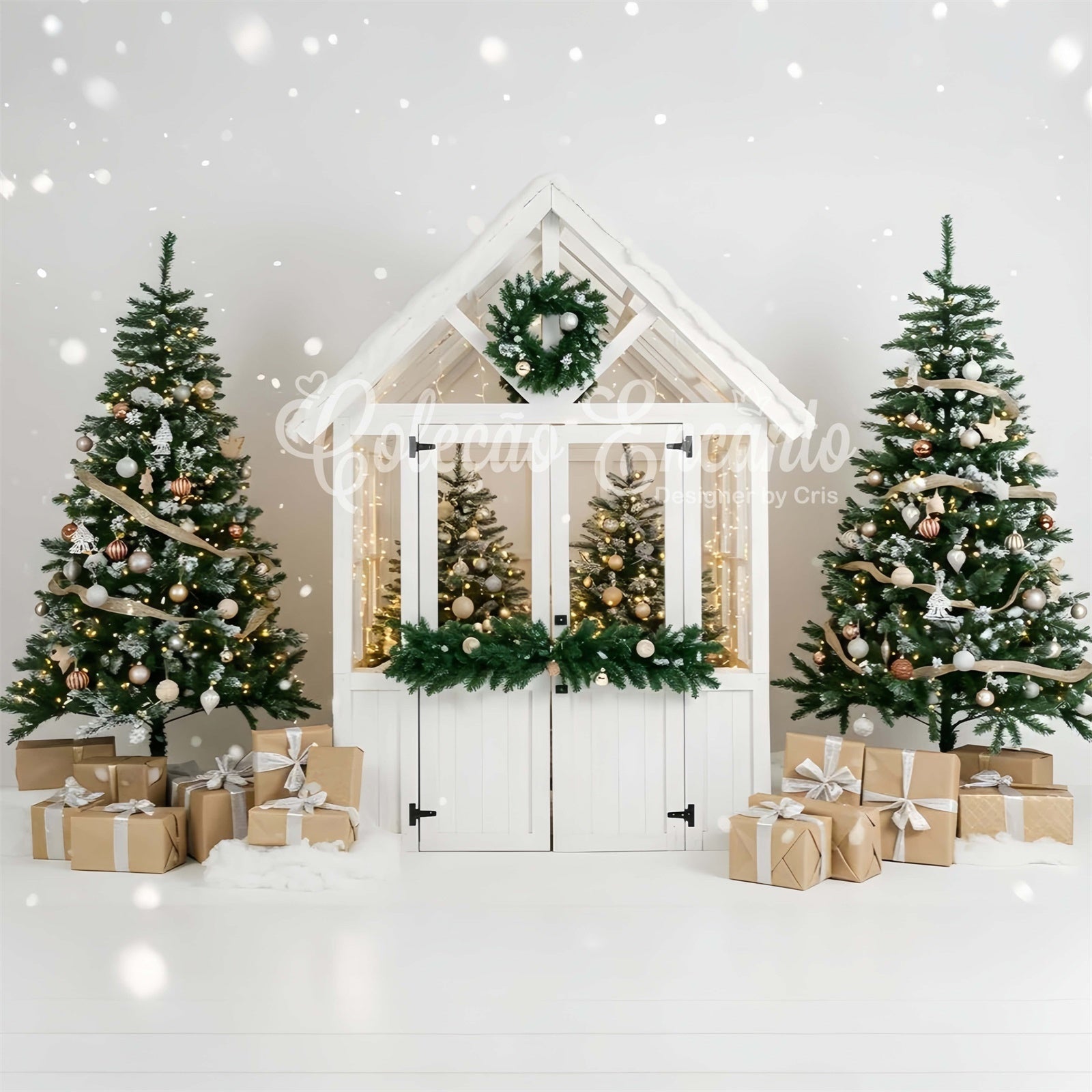 Christmas Backdrops Sale Chic White Winter Cottage Backdrop UK By Magali