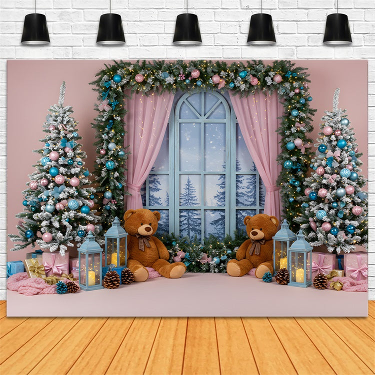 Professional Christmas Backdrops Teddy Bears Window Scene Backdrop UK By Magali