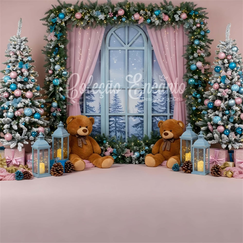 Professional Christmas Backdrops Teddy Bears Window Scene Backdrop UK By Magali