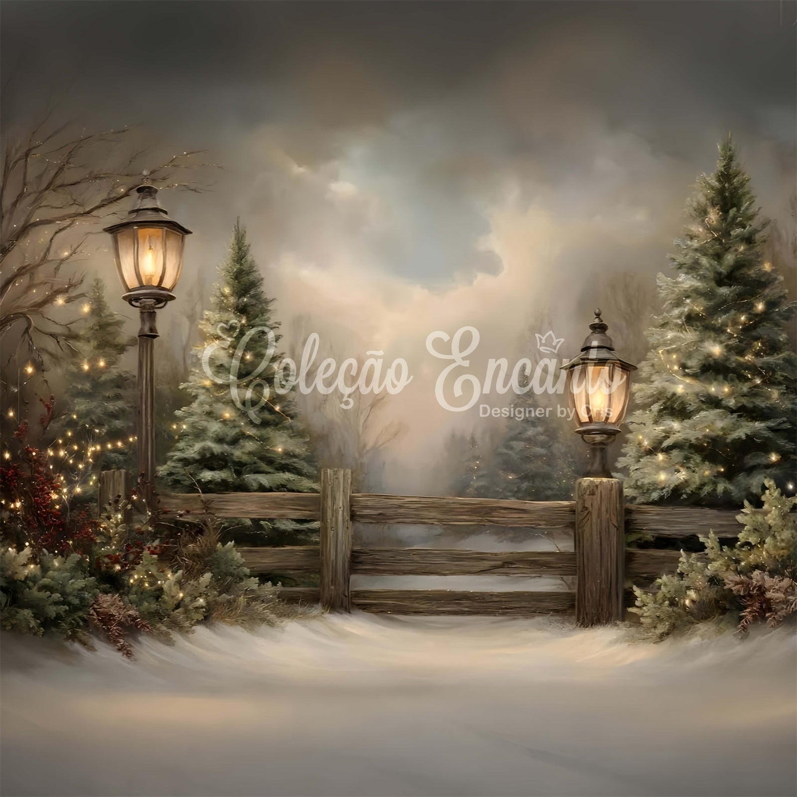 Christmas Backdrops Sale Frosty Trees Rustic Fence Backdrop UK By Magali