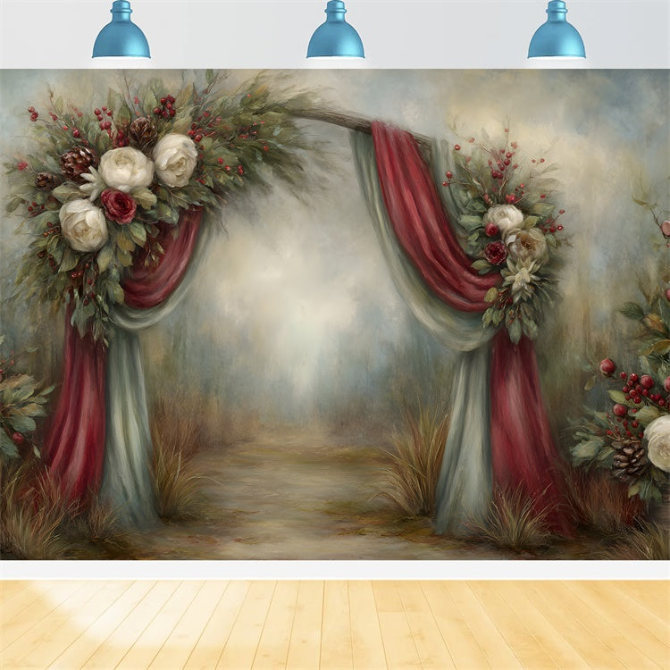 Christmas Backdrop Rustic Holiday Floral Archway Backdrop UK By Magali