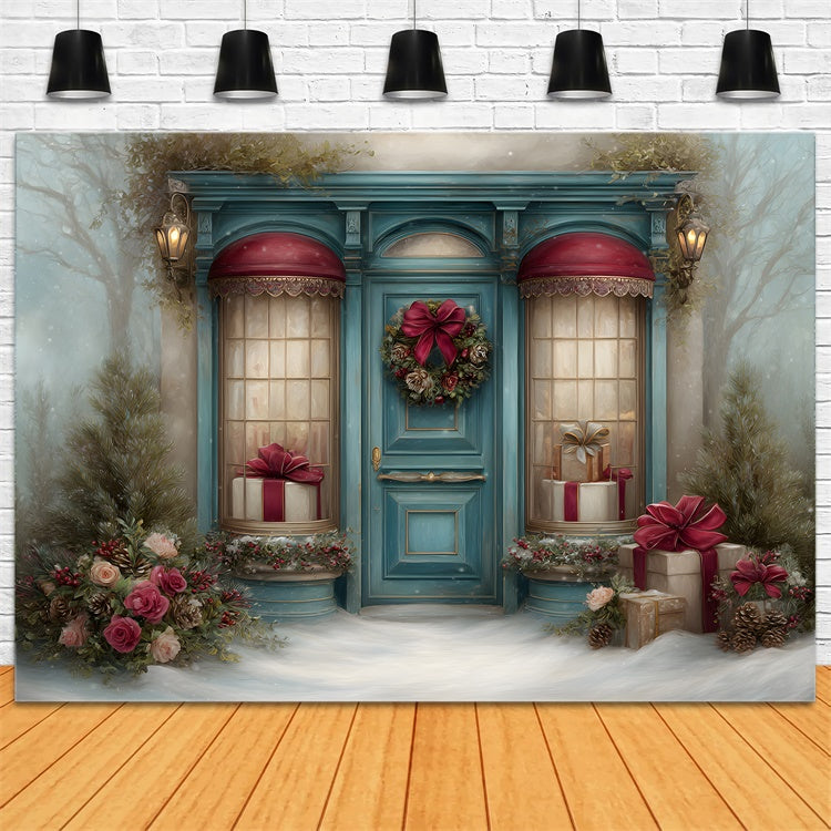 Christmas Photo Backdrops Flower Garland Gift Scene Backdrop UK By Magali