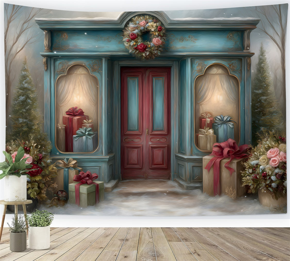 Christmas Backdrop For Photos Boutique Red Door Gift Backdrop UK By Magali