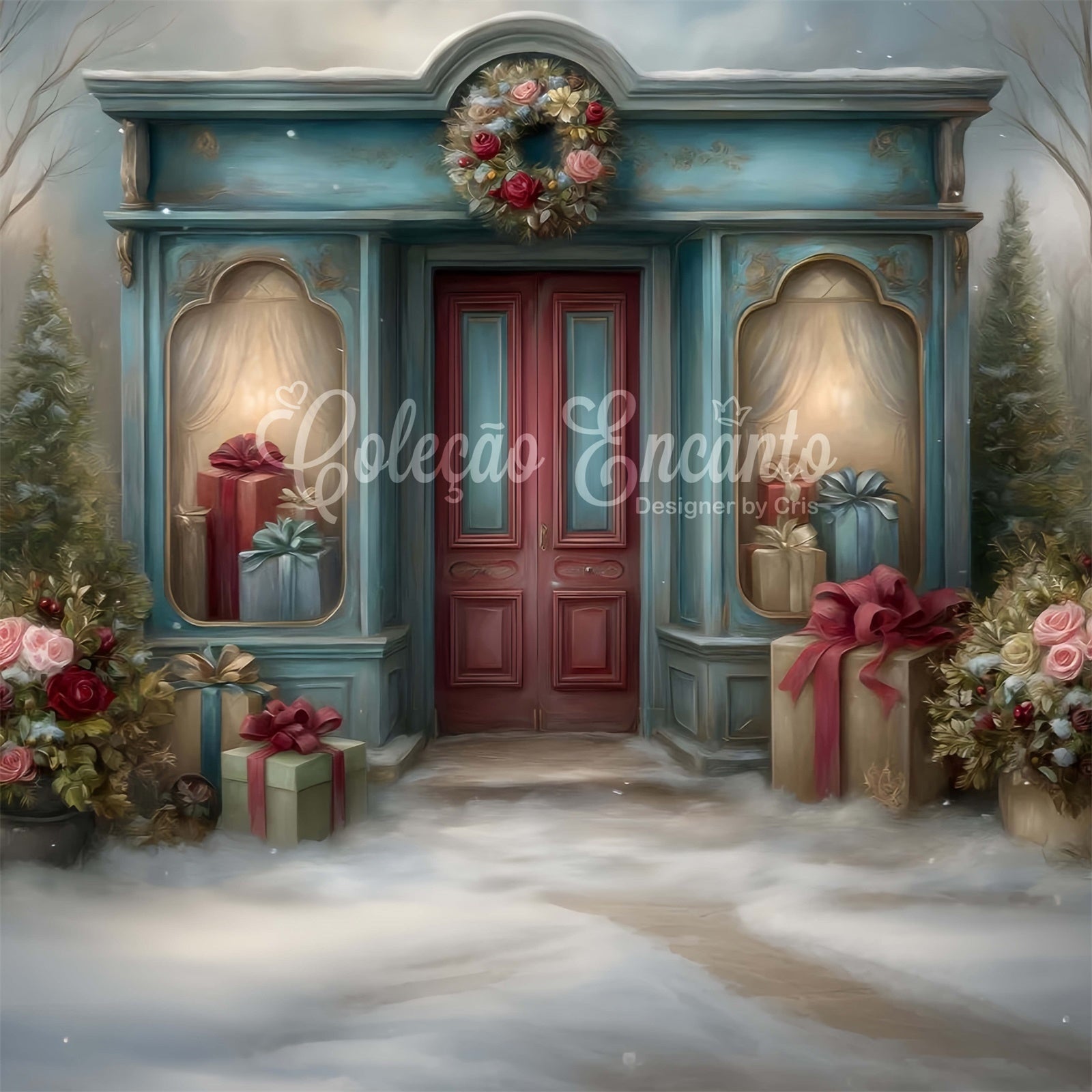 Christmas Backdrop For Photos Boutique Red Door Gift Backdrop UK By Magali