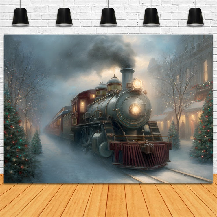 Christmas Backdrops Christmas Street Steam Train Backdrop UK By Magali
