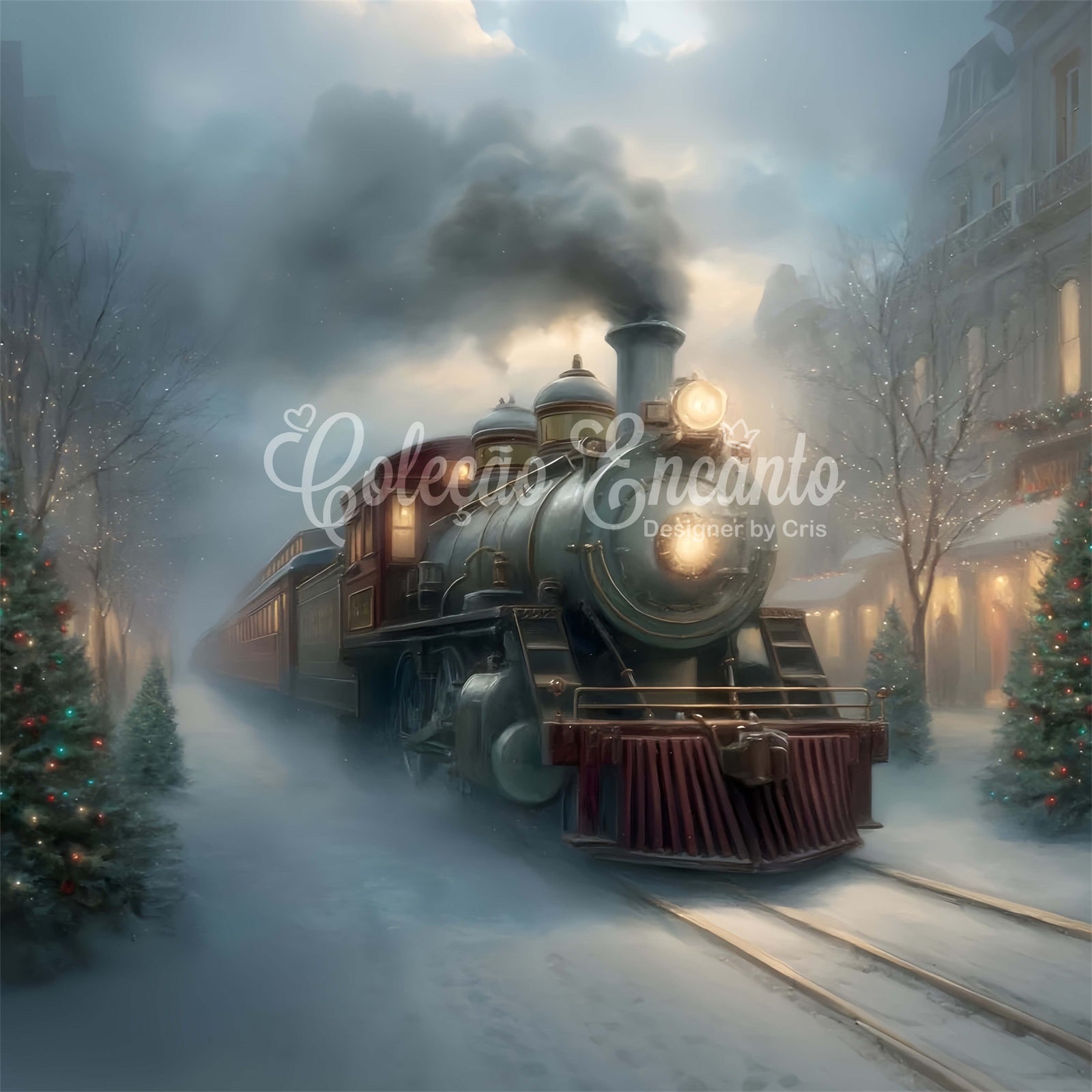 Christmas Backdrops Christmas Street Steam Train Backdrop UK By Magali