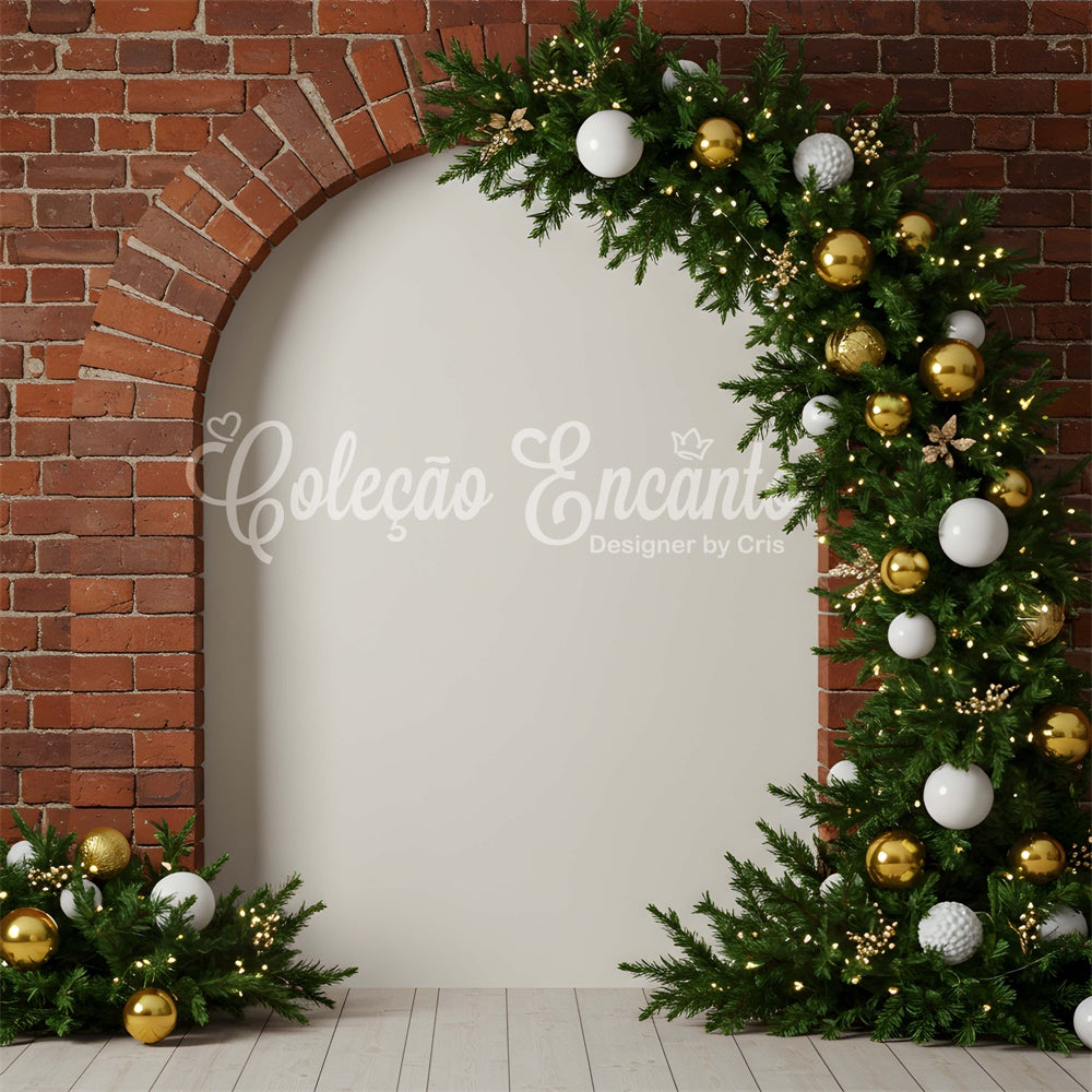 Christmas Photography Backdrops Brick Wall Garland Arch Backdrop UK By Magali