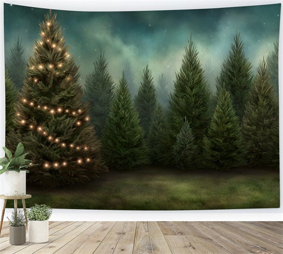 Christmas Tree Backdrop Sparkling Holiday Pine Forest Backdrop UK By Magali