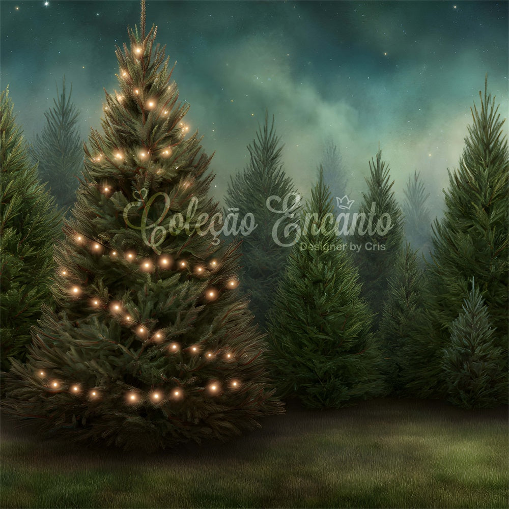 Christmas Tree Backdrop Sparkling Holiday Pine Forest Backdrop UK By Magali