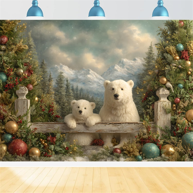 Christmas Backdrop Ideas Polar Bears Mountain View Backdrop UK By Magali