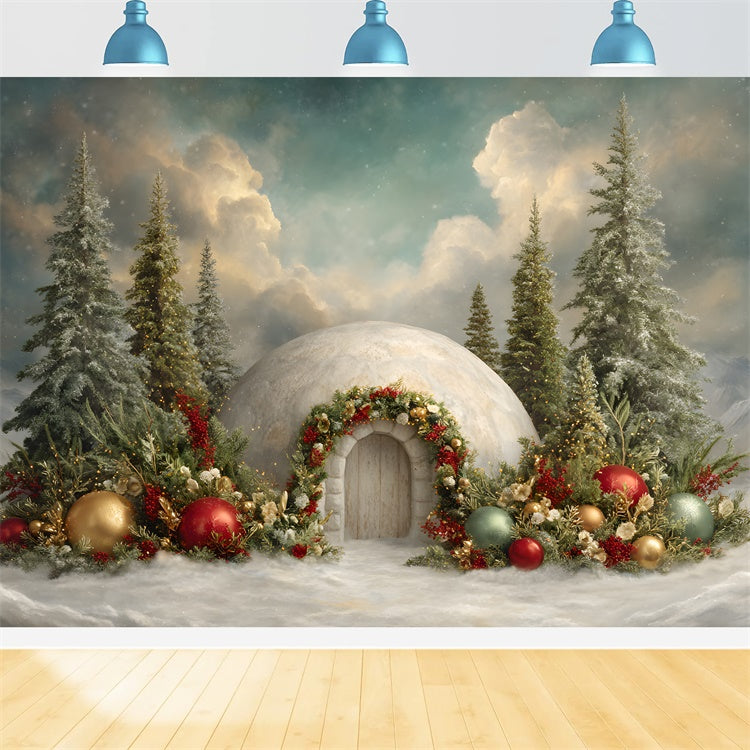 Christmas Photo Backdrops Forest Snow House Floral Backdrop UK By Magali
