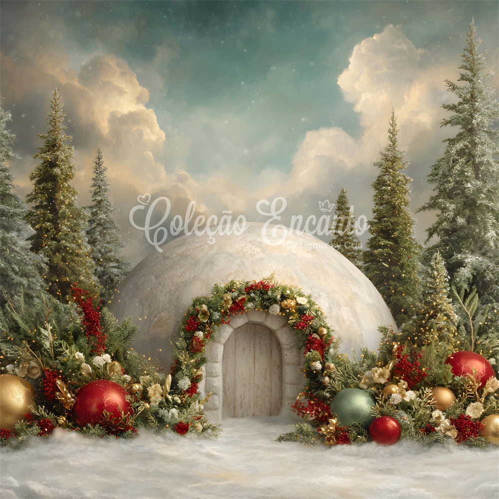 Christmas Photo Backdrops Forest Snow House Floral Backdrop UK By Magali
