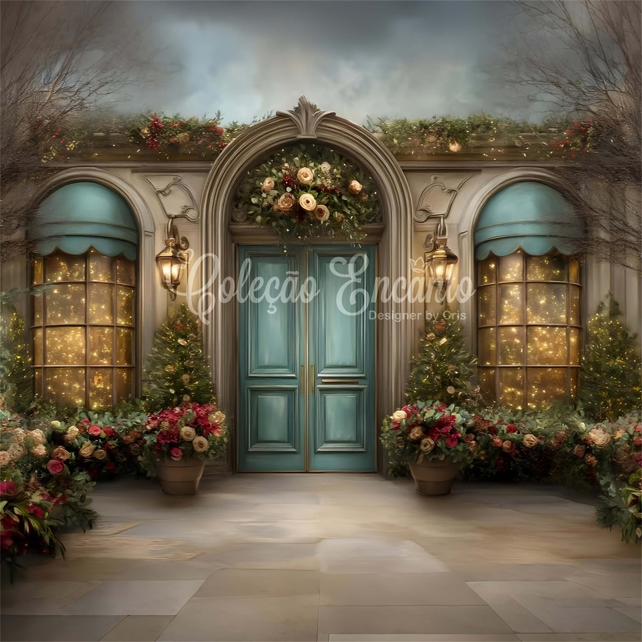 Christmas Backdrops For Photos Arched Doorway Floral Backdrop UK By Magali