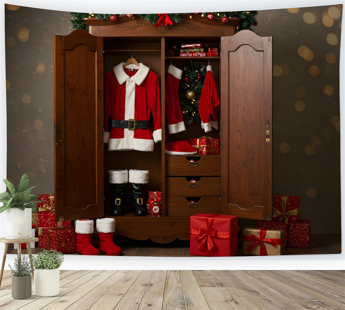Christmas Photo Backdrop Santa Costume Closet Gift Backdrop UK By Magali