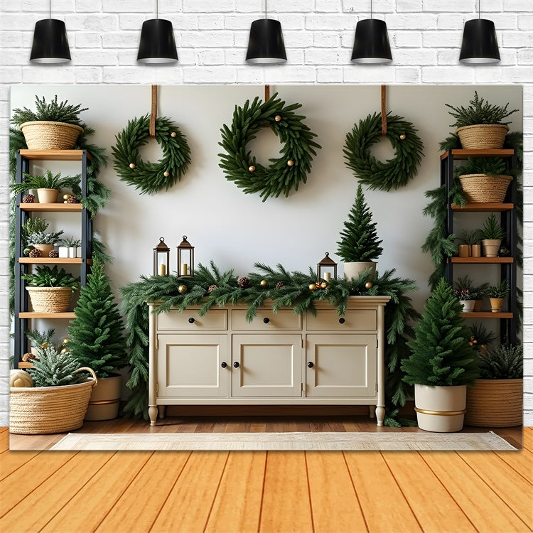 Professional Christmas Backdrops Pine Wreath Decor Backdrop UK By Magali