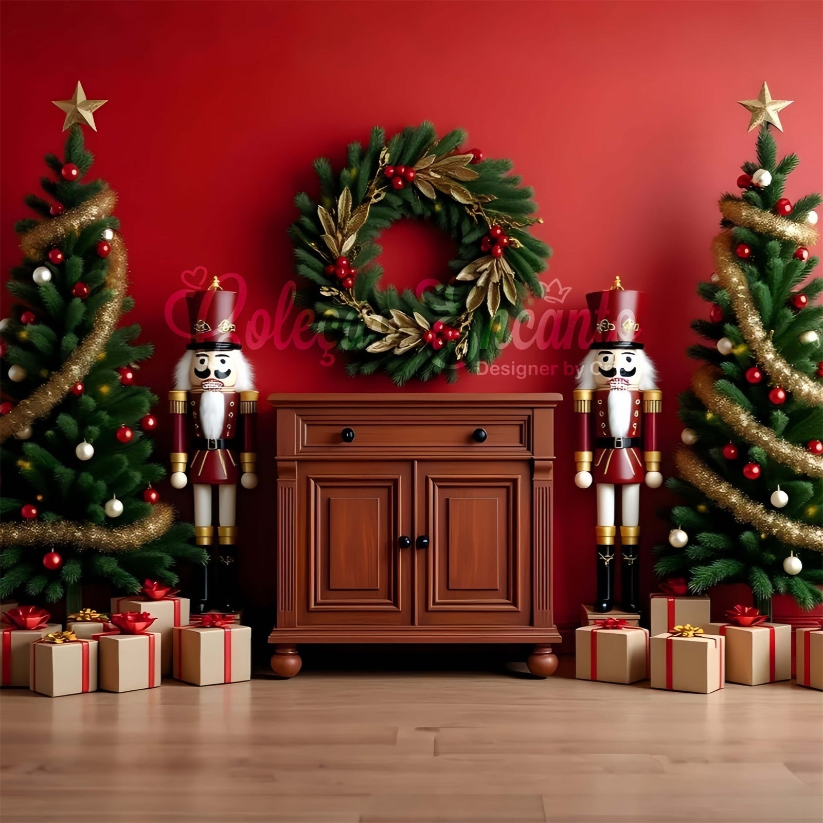 Xmas Backdrops Twin Tree Nutcracker Celebration Backdrop UK By Magali