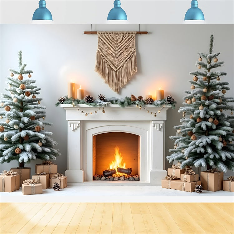 Christmas Fireplace Backdrop Rustic Pine Cone Fireplace Backdrop UK By Magali