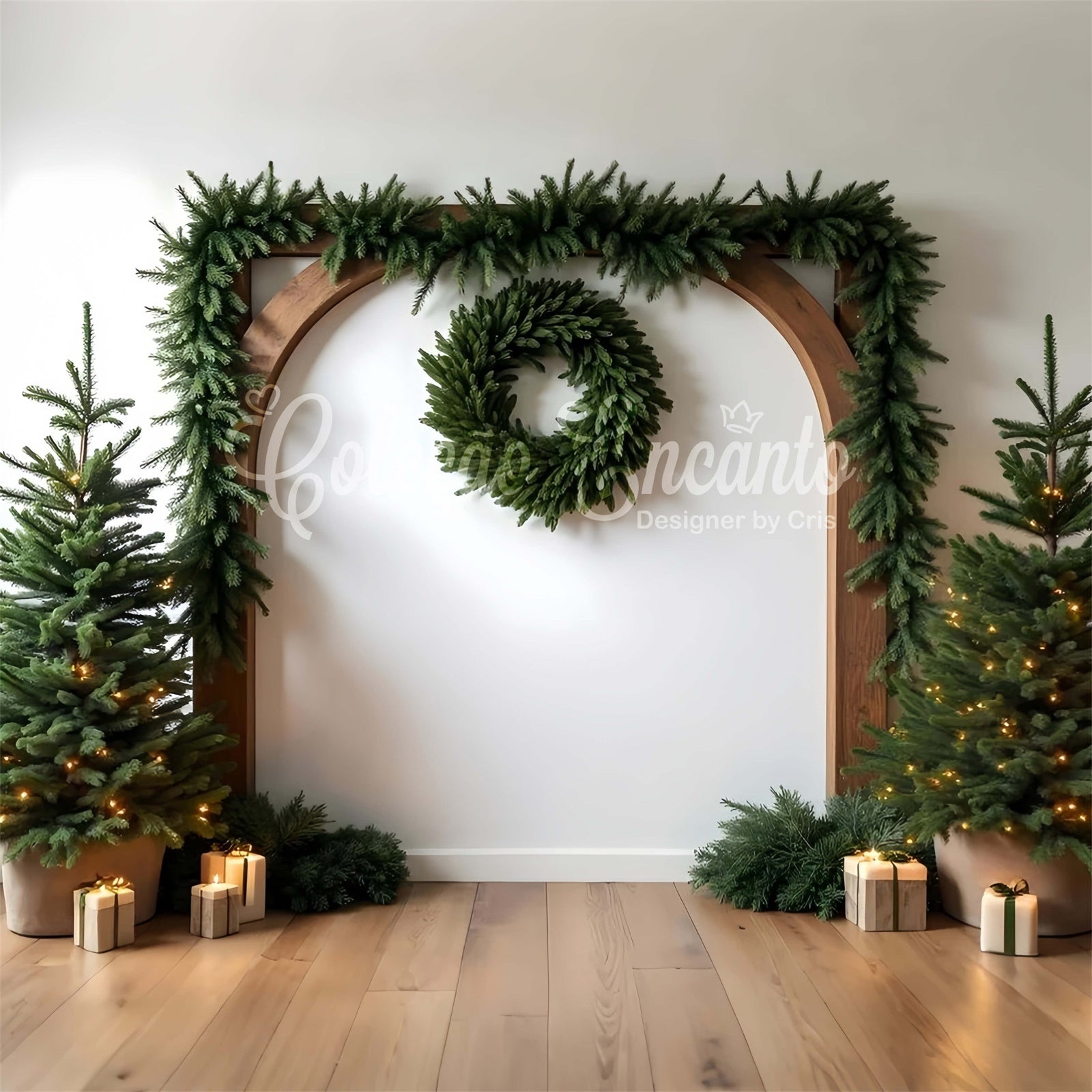 Christmas Backdrop Ideas Evergreen Arch Garland Backdrop UK By Magali