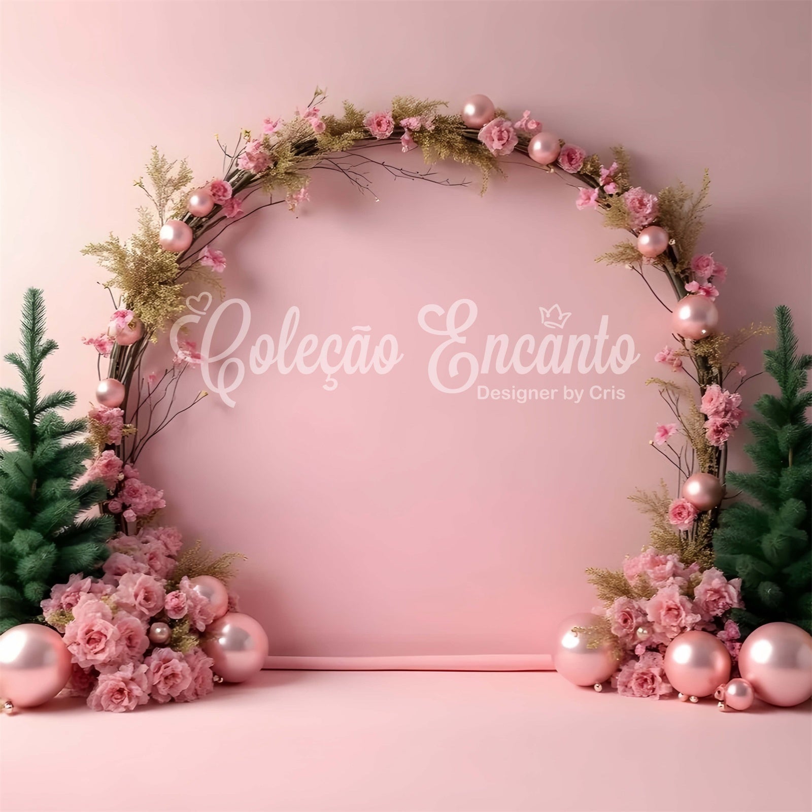 Professional Christmas Backdrops Pink Floral Arch Backdrop UK By Magali