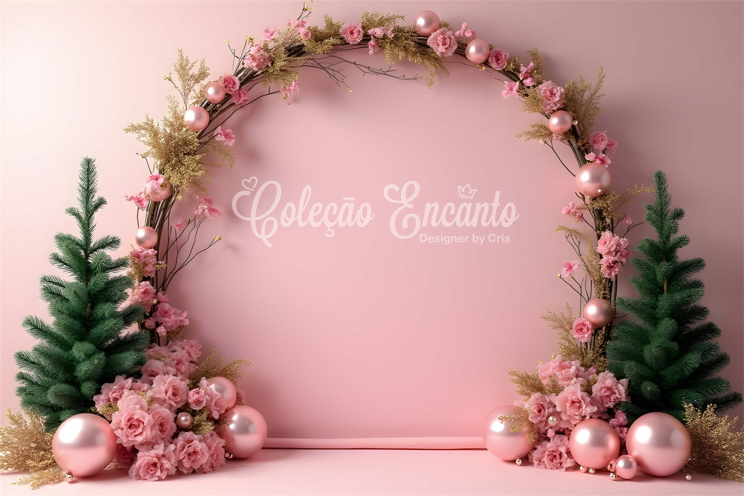 Professional Christmas Backdrops Pink Floral Arch Backdrop UK By Magali