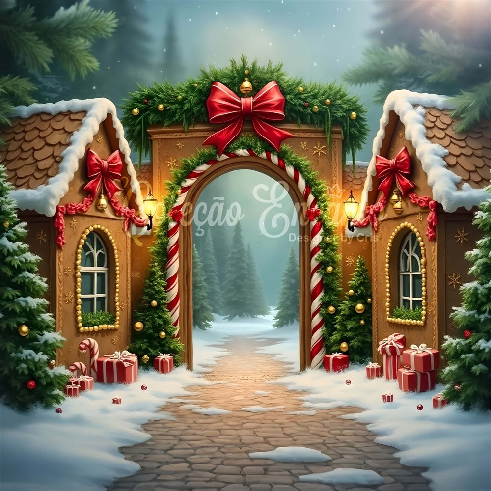 Christmas Village Backdrop Gingerbread Town Bow Backdrop UK By Magali