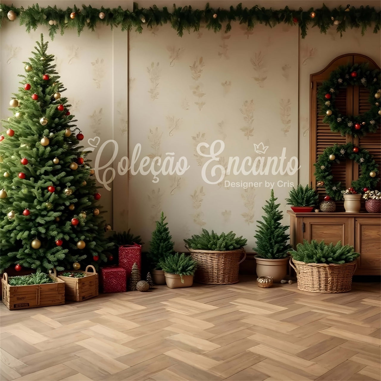 Christmas Tree Backdrop Indoor Gifts Decor Backdrop UK By Magali