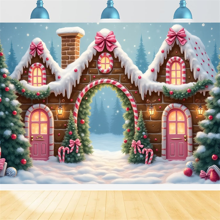 Christmas Village Backdrop Gingerbread Candy Cane Backdrop UK By Magali