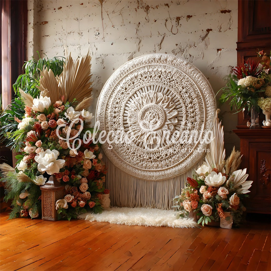 Happy Mothers Day Backdrop Rustic Boho Macrame Floral Mothers Day Flower Backdrop UK By Magali