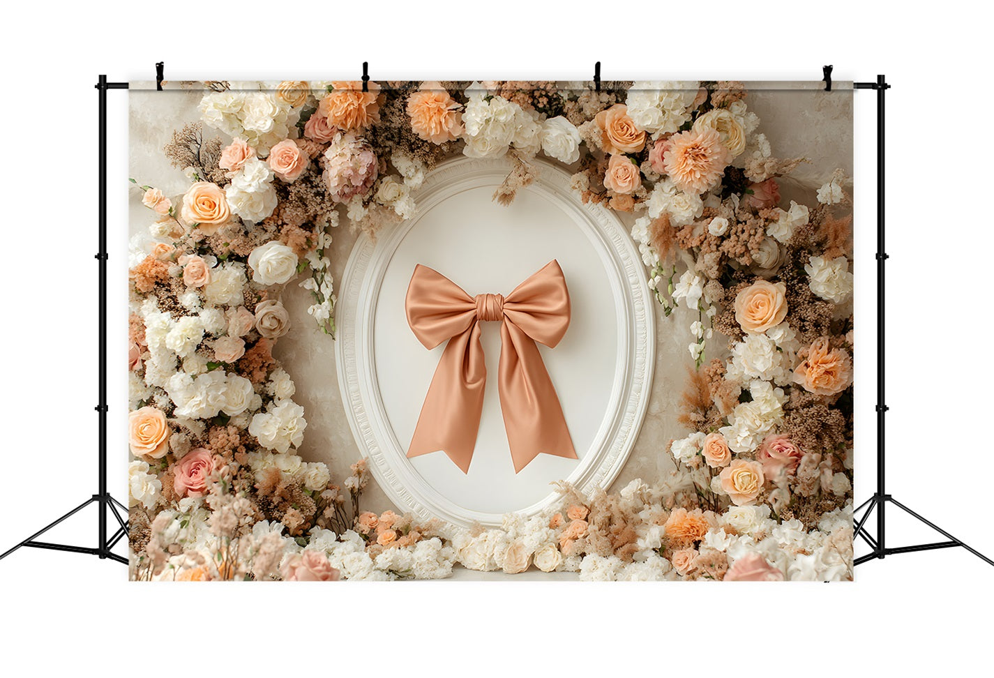 Mothers Day Photo Backdrop Peach Bow Flowers Mothers Day Photo Booth Backdrop UK By Magali