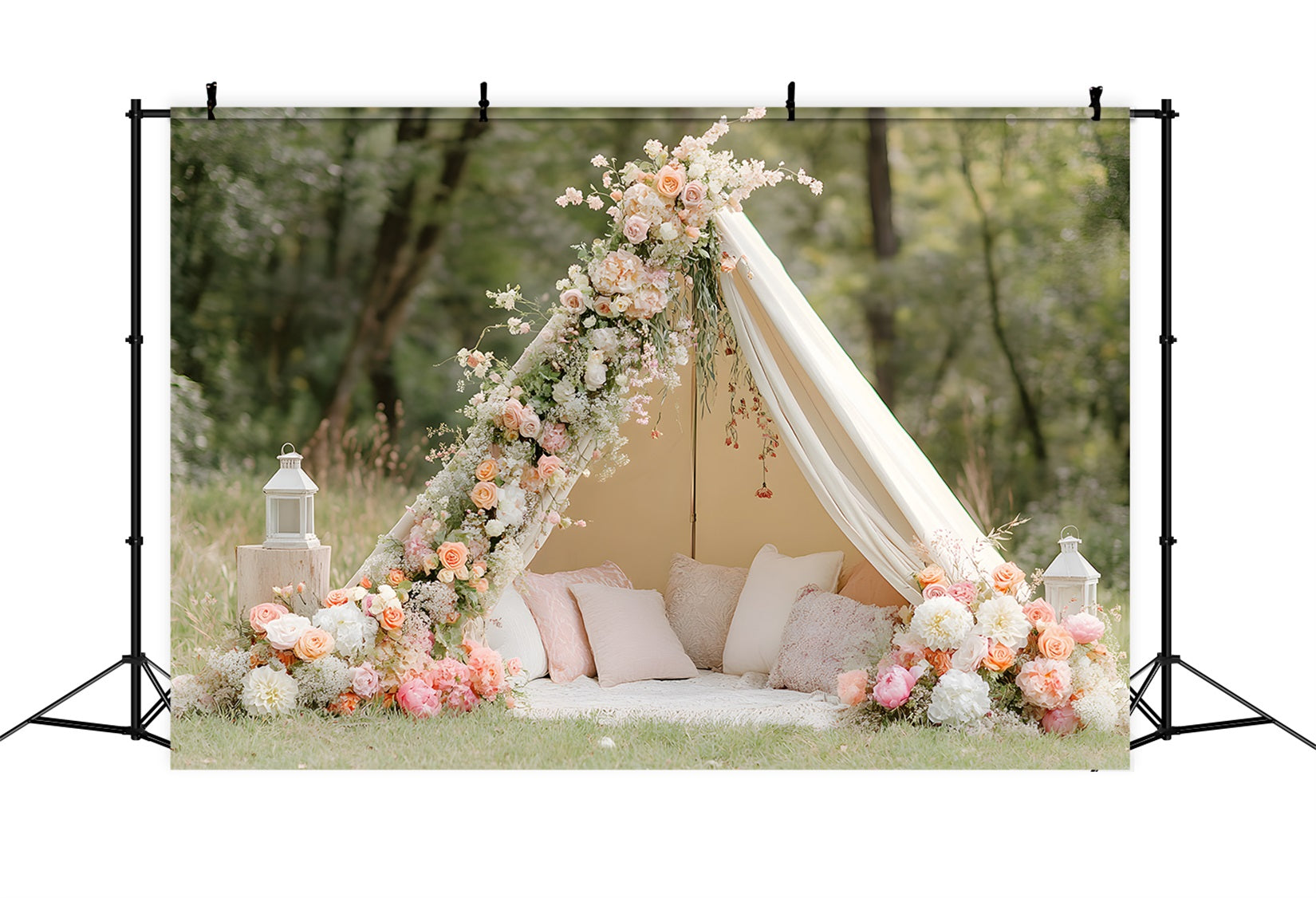 Backdrop For Mother's Day Floral Teepee Setup Mothers Day Photography Backdrops UK By Magali