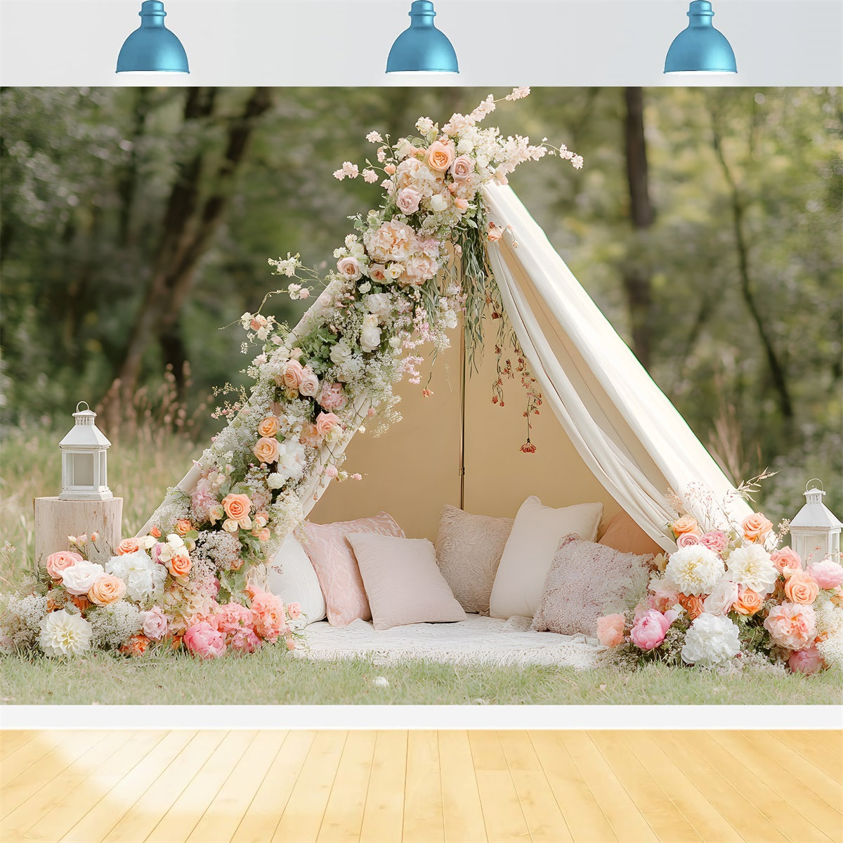 Backdrop For Mother's Day Floral Teepee Setup Mothers Day Photography Backdrops UK By Magali