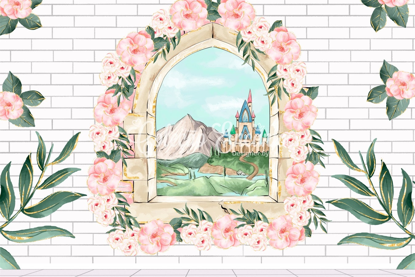 Newborn Photography Backdrops Floral Window Brick Wall Castle Backdrop UK By Magali