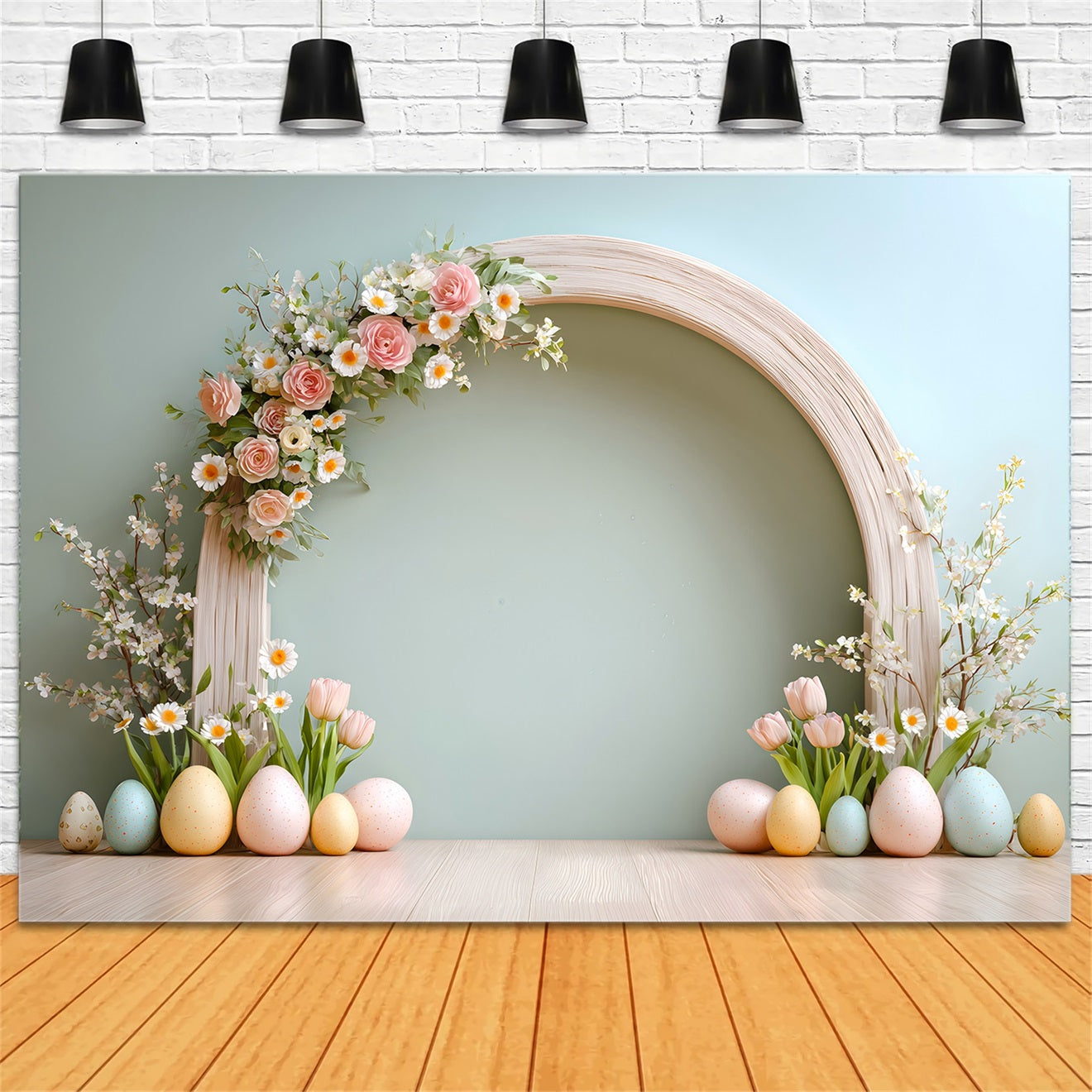 Easter Egg Backdrop Rose Arch Tulip Daisy Easter Backdrop For Pictures UK By Magali