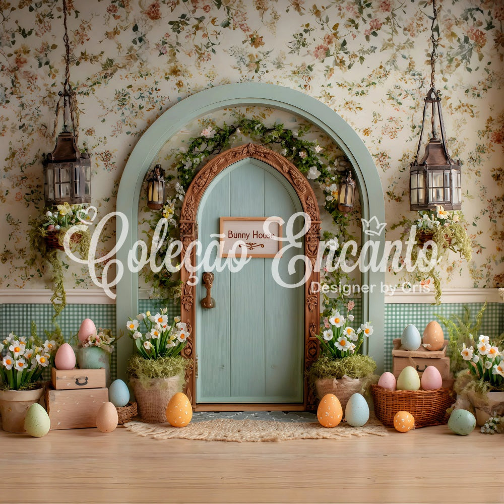 Easter Daisy Backdrop Arch Door Floral Eggs Backdrops For Easter UK By Magali