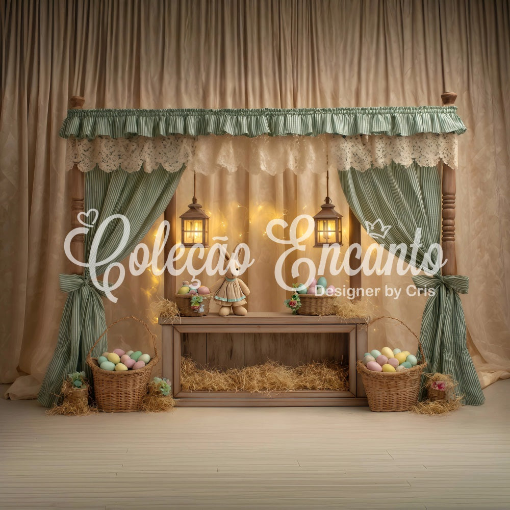 Easter Cute Backdrop Canopy Bunny Egg Baskets Easter Picture Backdrop UK By Magali