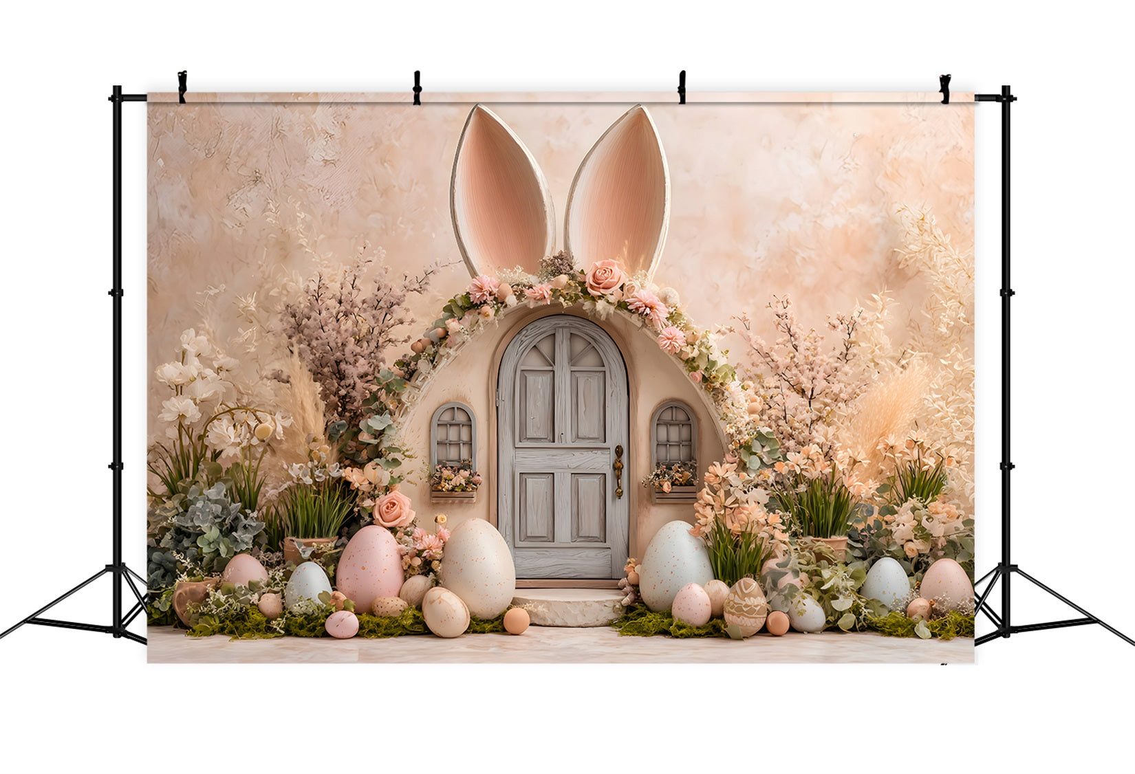 Easter Cute Backdrop Ears Door Pastel Eggs Backdrop For Easter Pictures UK By Magali