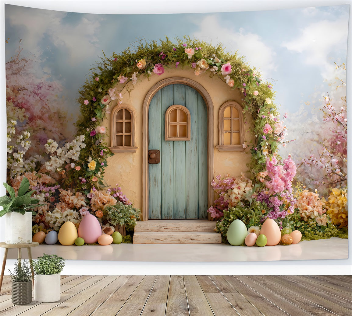 Easter Wreath Doorway Backdrop Floral Arch Tiny Door Outdoor Easter Backdrop UK By Magali