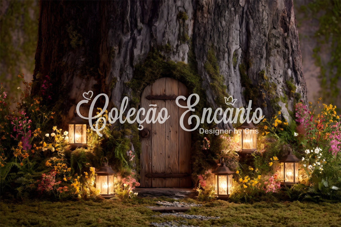 Easter Bunny Burrow Backdrop Tree Door Lantern Blooms Easter Backdrops For Photos UK By Magali