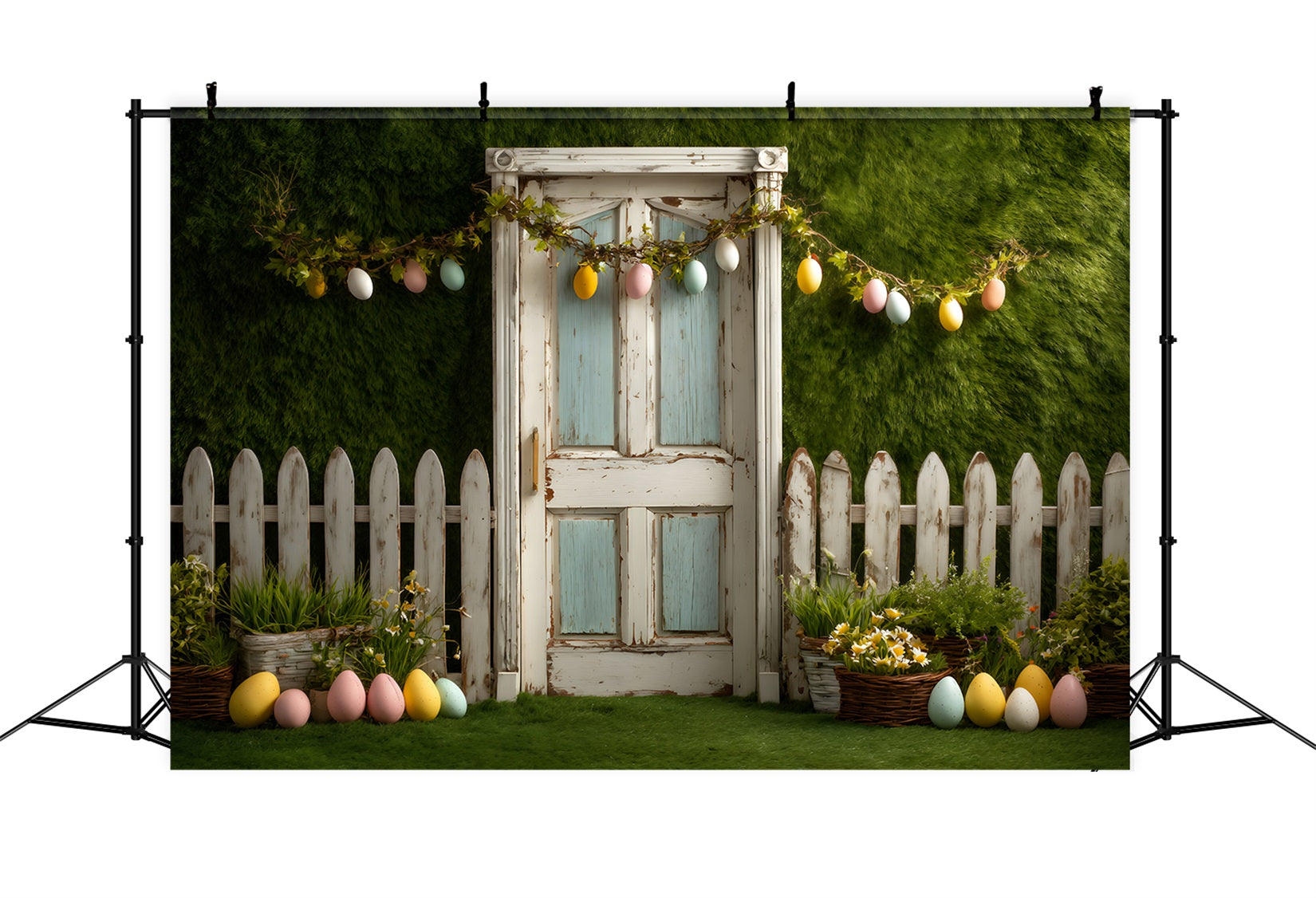 Easter Egg Backdrop Egg Garland Fence Door Easter Themed Backdrop UK By Magali