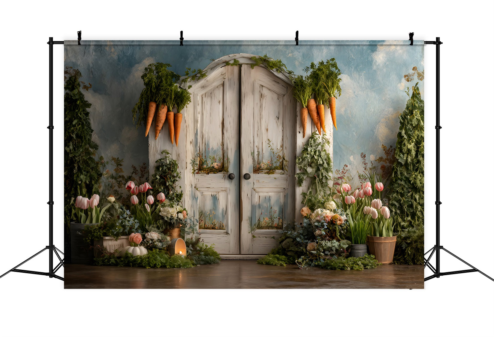 Easter Carrot Backdrop Arch Door Tulip Blooms Photo Shoot Easter Backdrop UK By Magali