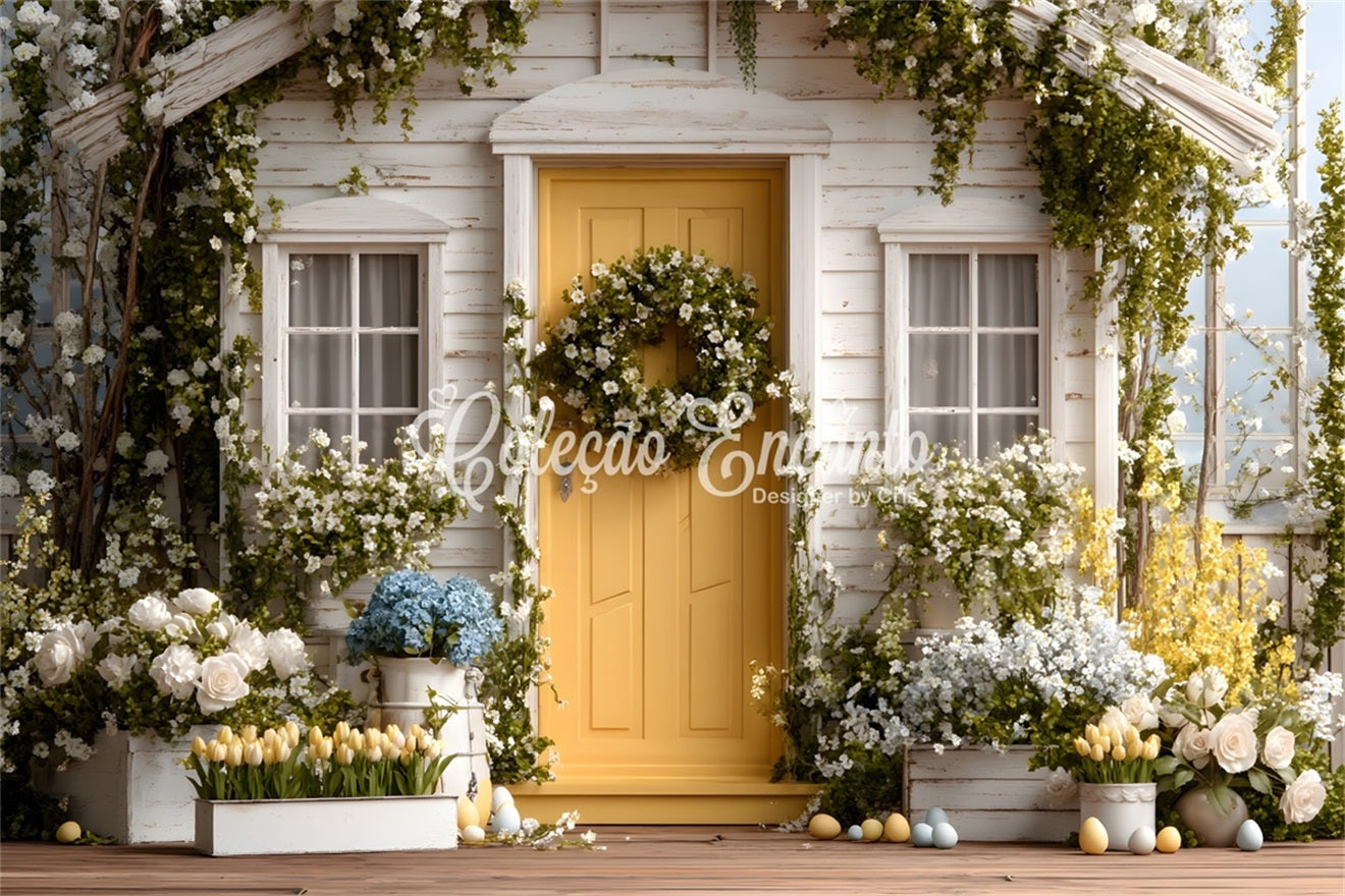 Easter Cottage Garden Backdrop Flower Bloom Porch Easter Backdrop For Pictures UK By Magali