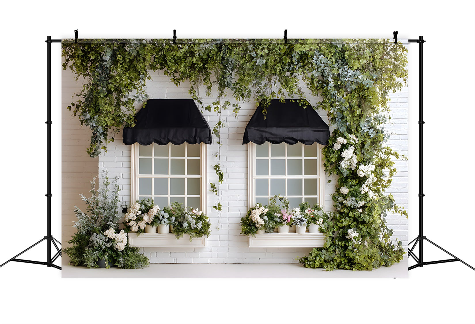 Easter Spring Backdrop Classic White Brick Awning Windows Backdrops For Easter UK By Magali