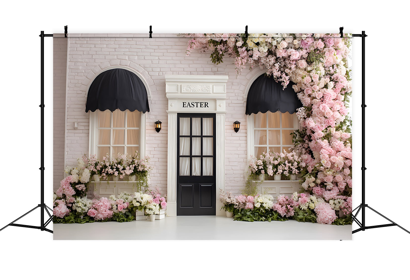 Easter Wreath Doorway Backdrop Pink Floral Brick Door Easter Picture Backdrop Ideas UK By Magali