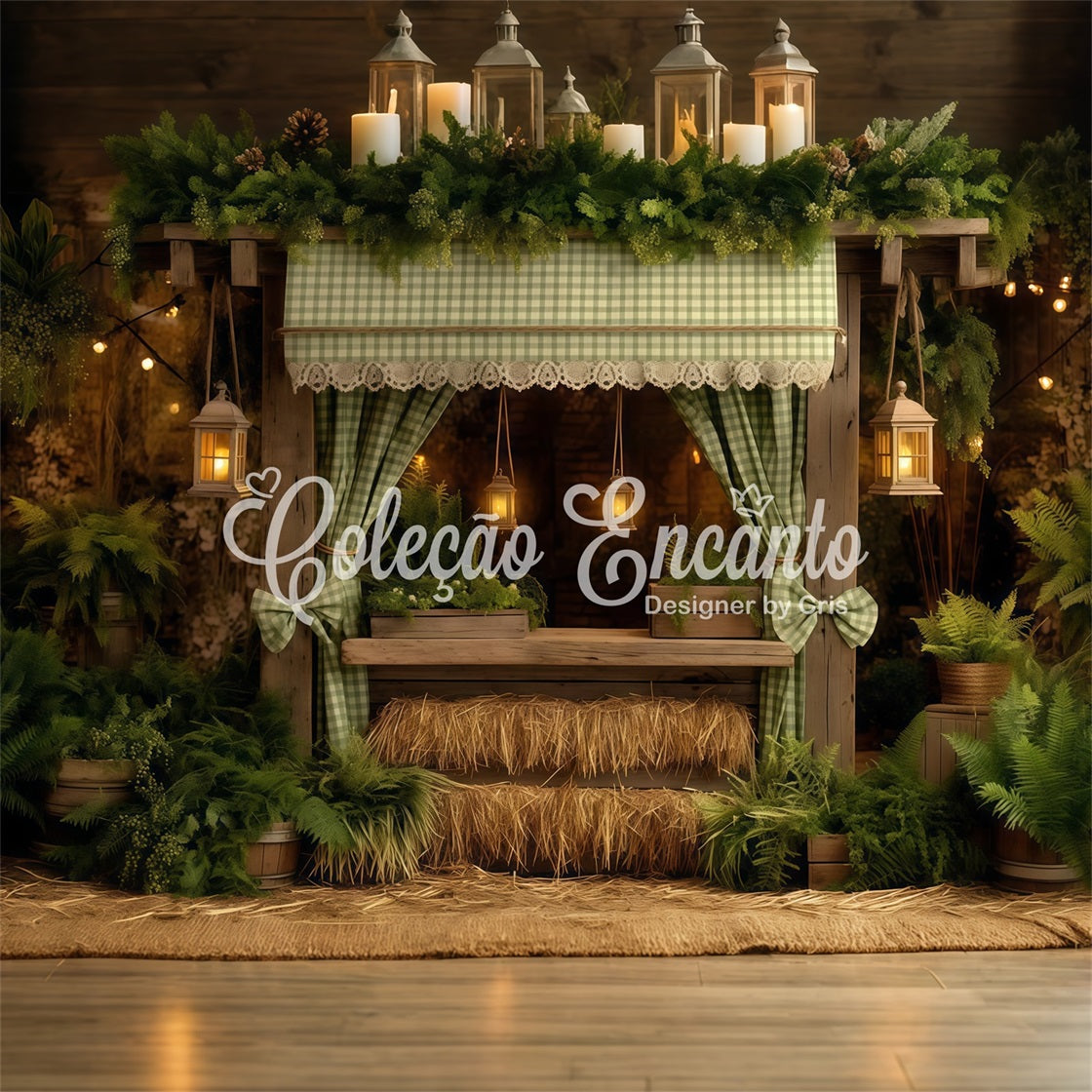 Easter Farm Barn Backdrop Rustic Fern Hay Stall Backdrops For Easter Pictures UK By Magali