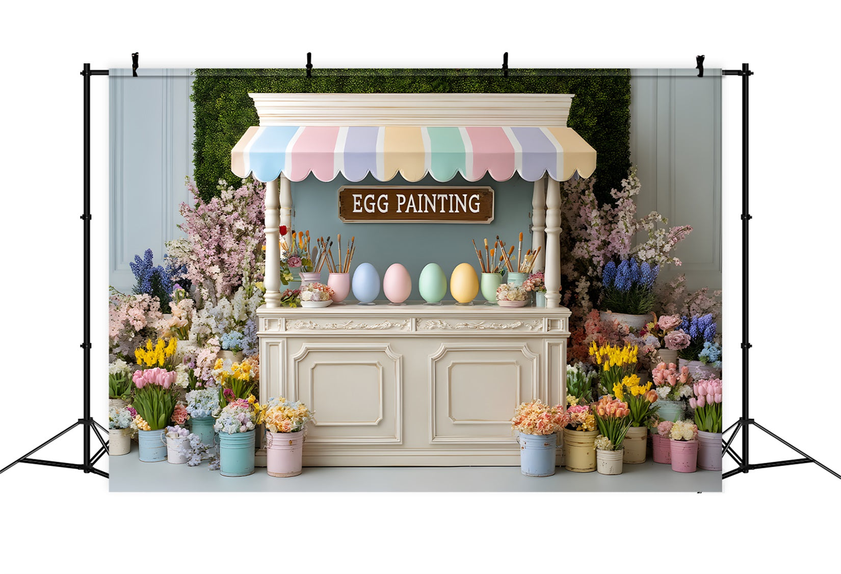 Easter Daffodil Backdrop Egg Painting Floral Stall Backdrop For Easter Pictures UK By Magali